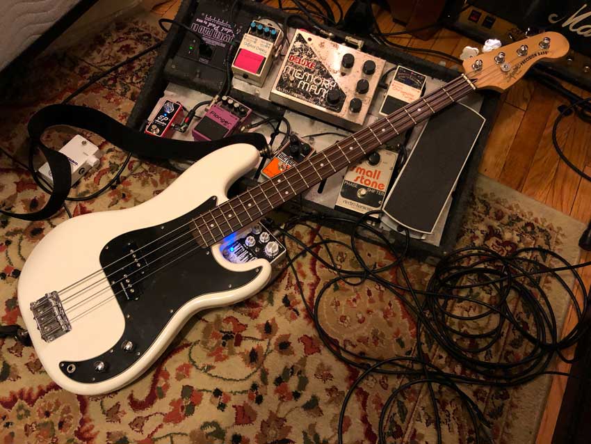 Bass tones made possible by this Squier Vintage Modified Precision Bass with a Seymour Duncan Quarter Pounder pickup.