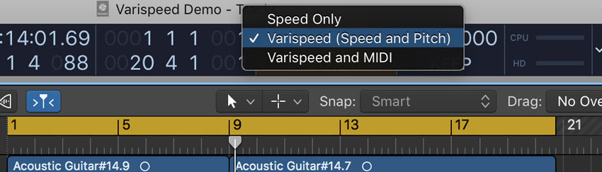 You'll want the pitch to change too, so select "Varispeed (Speed and Pitch)."
