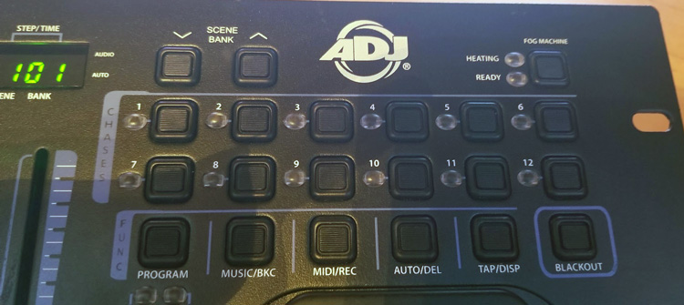 The function control section of the ADJ Operator 384 DMX controller