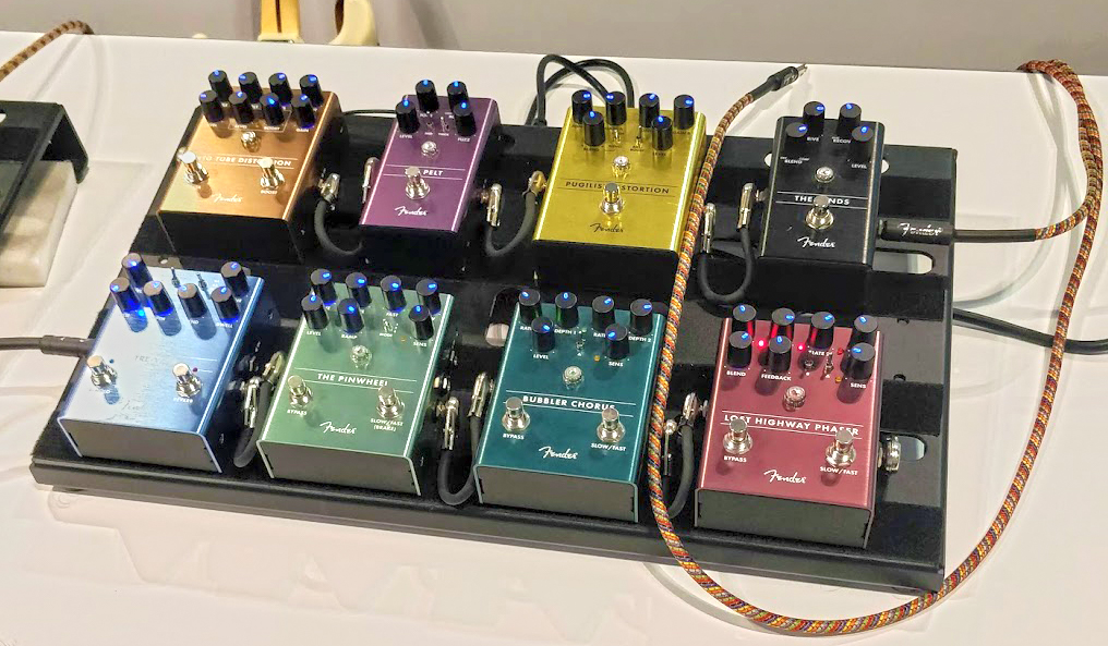 A few of Fender's new pedals at Summer NAMM 2019.