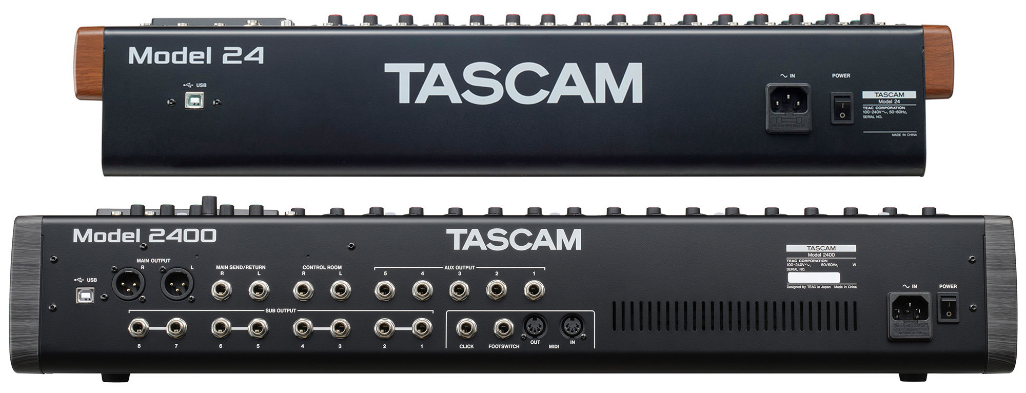 TASCAM Model 24 vs Model 2400 Rear Panels