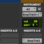 In Pro Tools, the Instruments view is above the Inserts view