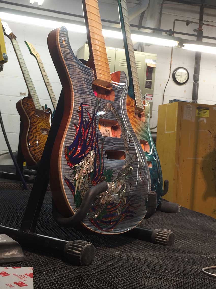 Dragon guitar awaiting hardware installation. Photo credit: Billy P.