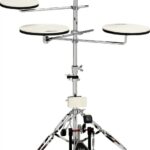 DW practice pad kit with multiple drum heads mounted on adjustable stand.