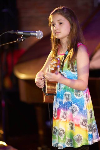 Evie on ukulele