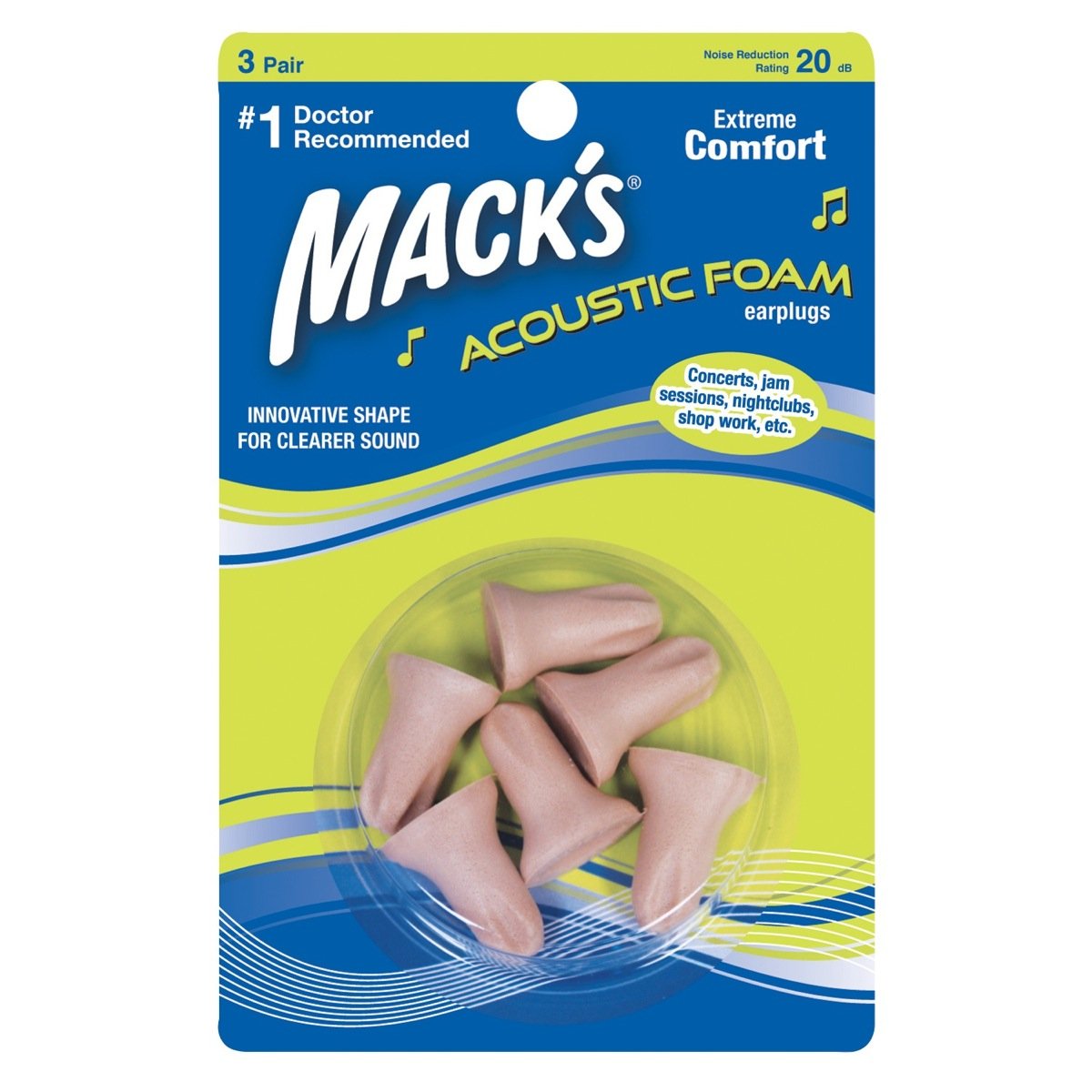 Made of soft, squishy foam, these ear plugs are a comfortable enough to wear at concerts, clubs, jam sessions, and even to sleep.