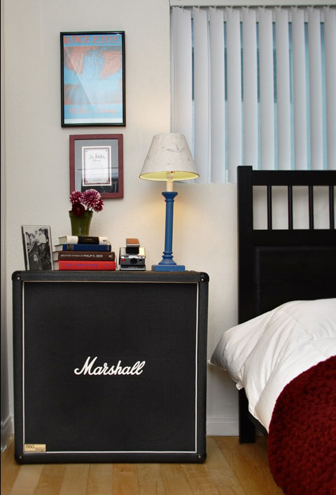 Probably the best way to use a 4x12 cab in an apartment bedroom