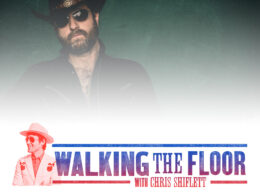 A promotional poster for Walking the Floor features musician Chris Shiflett and stylized graphics.