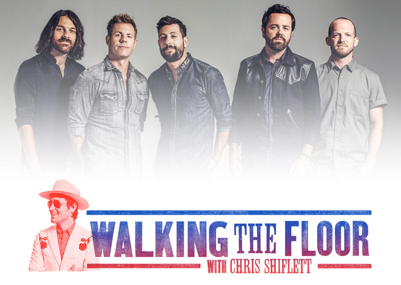 Five men pose together above Walking the Floor with Chris Shiplett graphic and logo.