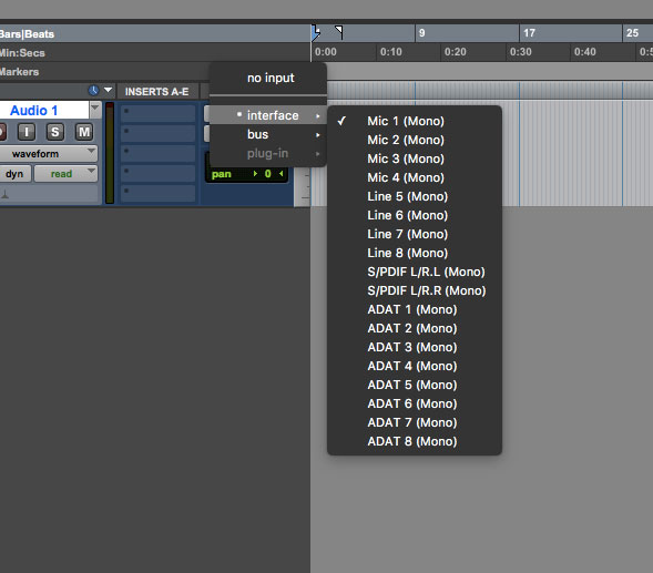 Choose the input source of your track.