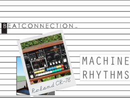 Illustration featuring a Roland CR-78 drum machine with Beatconnection and Machine Rhythms text.