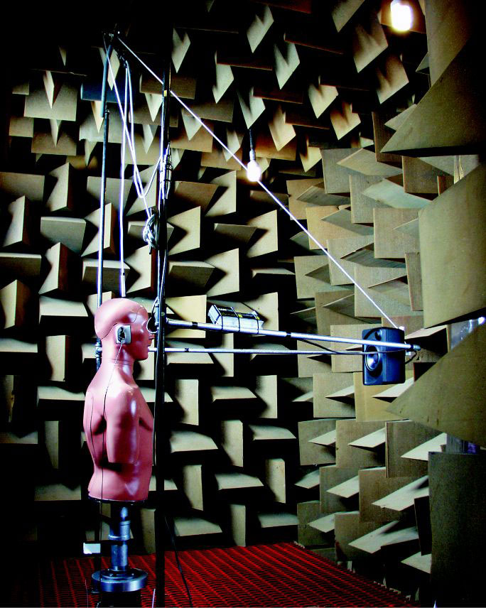 KEMAR in the anechoic chamber at Etymotic Research