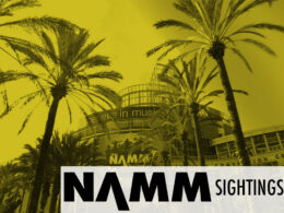 Section banner at NAMM displays Sightings label in yellow.