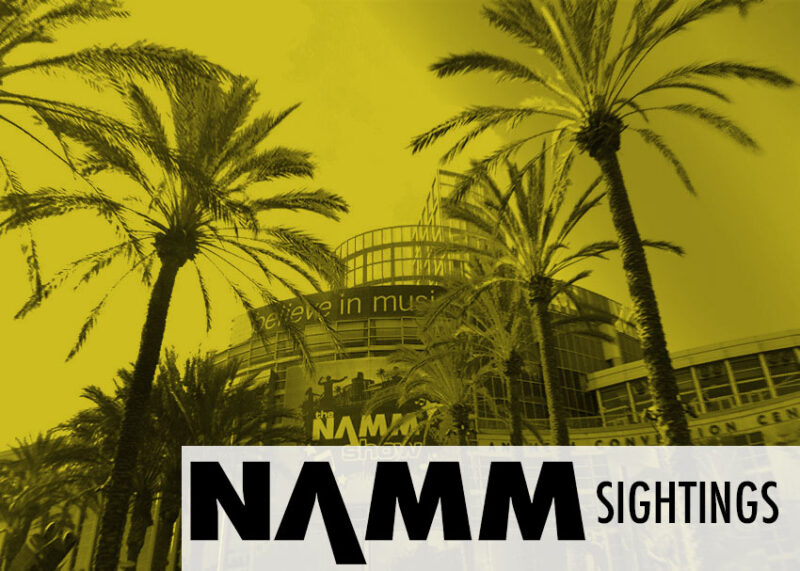 Section banner at NAMM displays Sightings label in yellow.