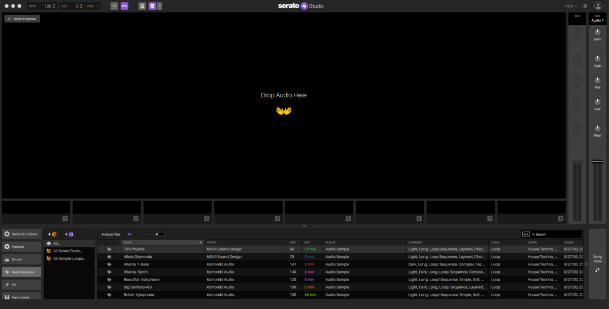 Serato Studio - Drag and drop tracks
