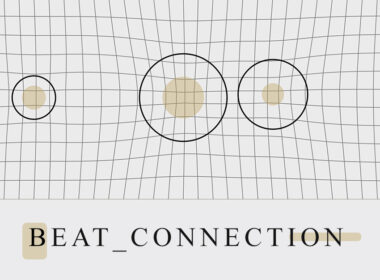 Three black circles of varying sizes contain tan shapes on a distorted grid background, labeled Beat Connection.