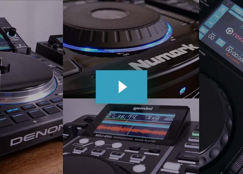 Numark NDX500, Gemini MDJ-600, Pioneer DJ XDJ-700, and Denon DJ SC6000M Prime