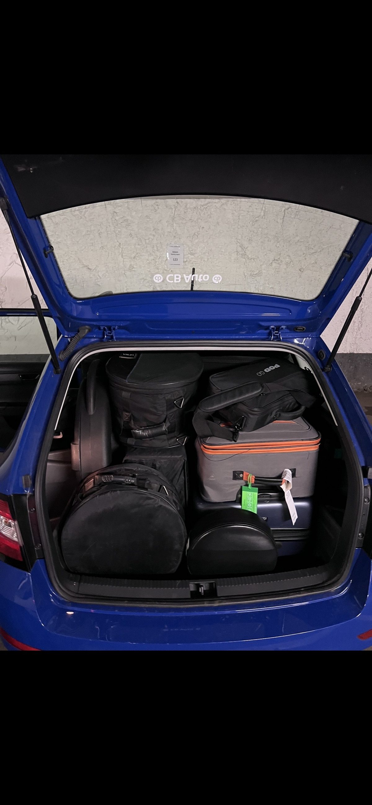Gear packed into the trunk