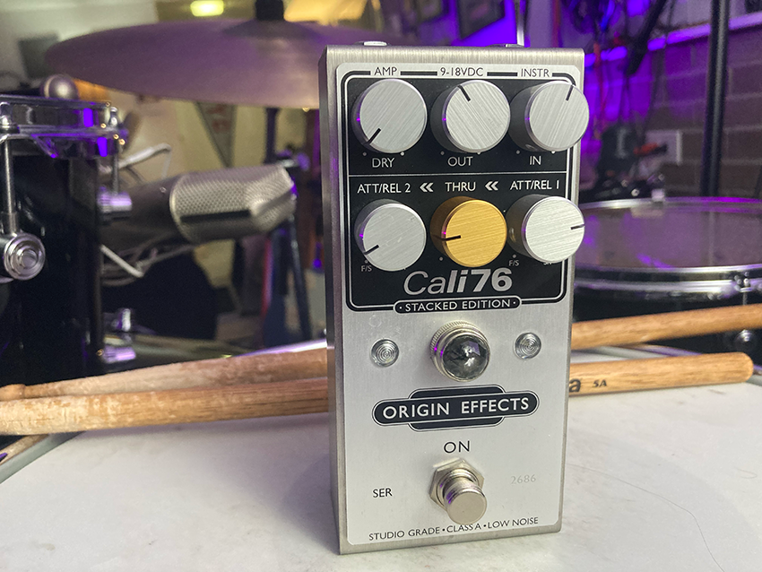 An Origin Effects Cali76 Stacked Edition compressor pedal.